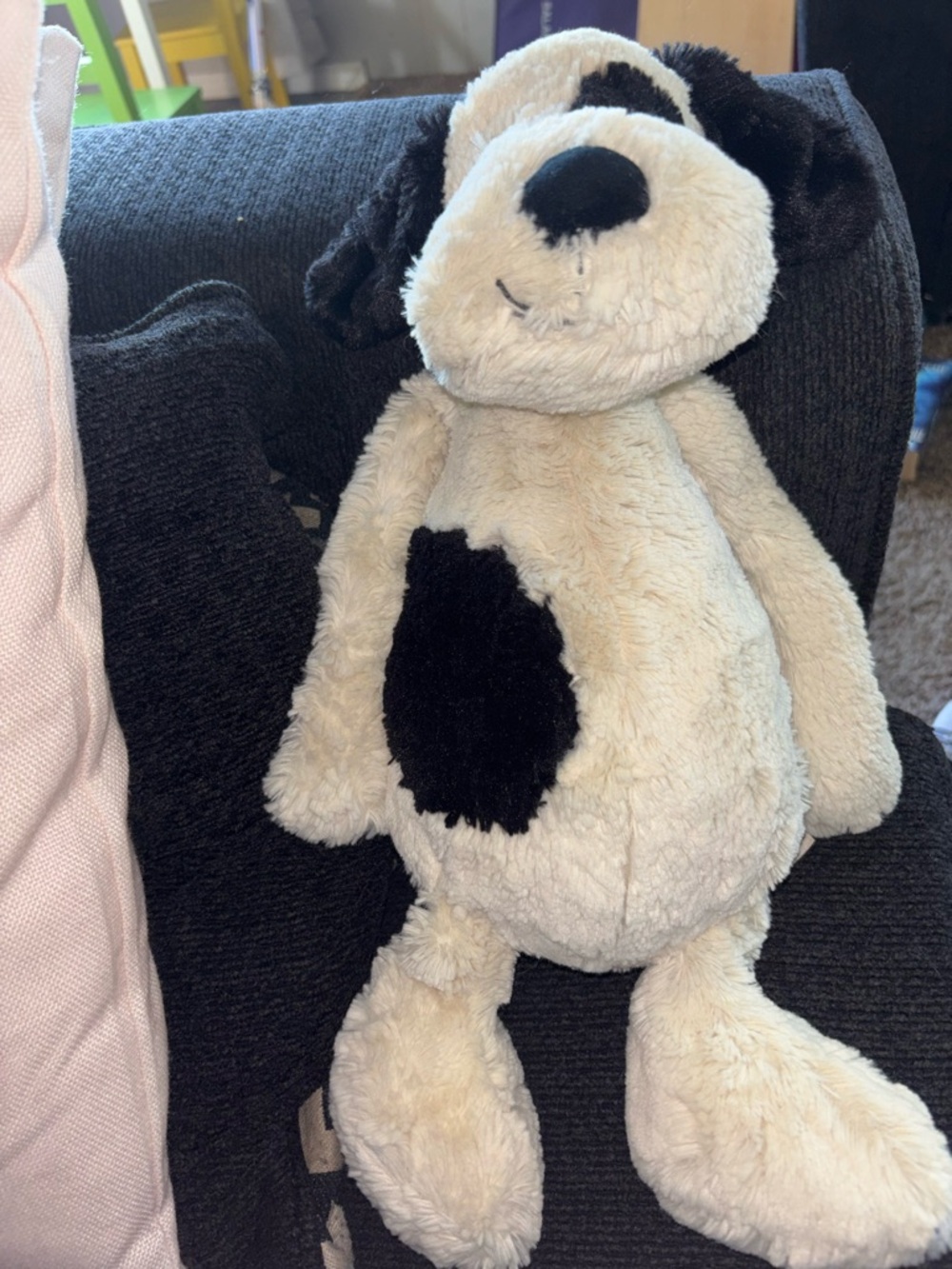 Jellycat London Bashful Rufferty Dog Black & Cream Plush Puppy